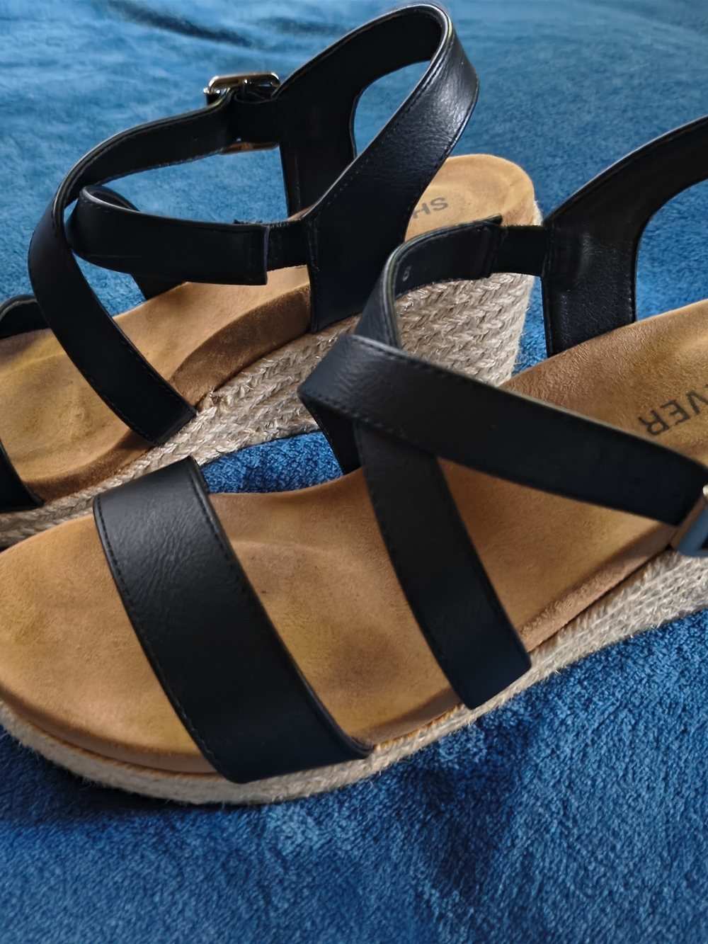 Women's Black Espadrille Wedge Sandals - Classic Strappy Design